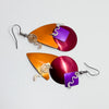 SP2 H Orange triangle, red circle, purple diamond with squiggles earrings