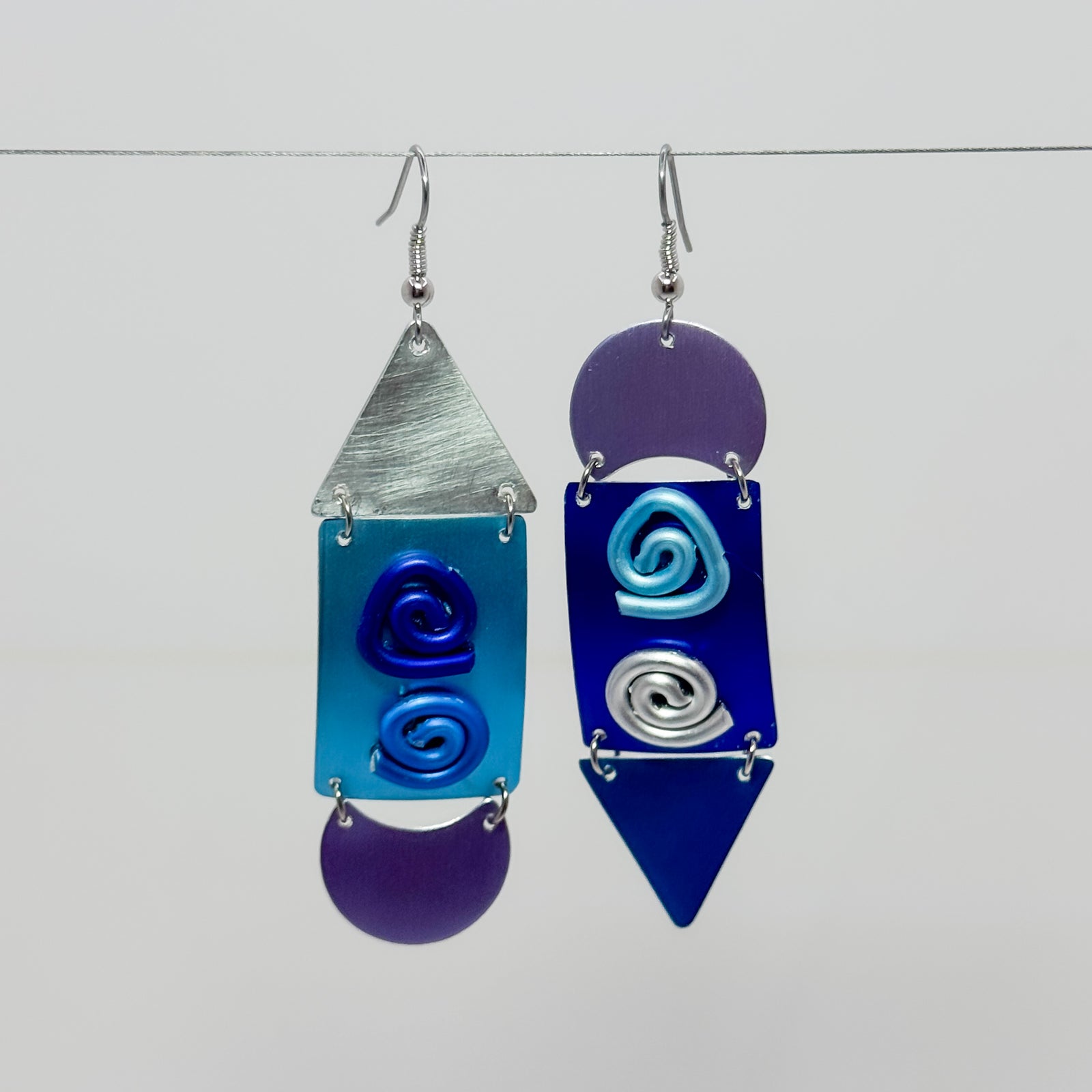 G02 C blues and lavender with squiggles earrings