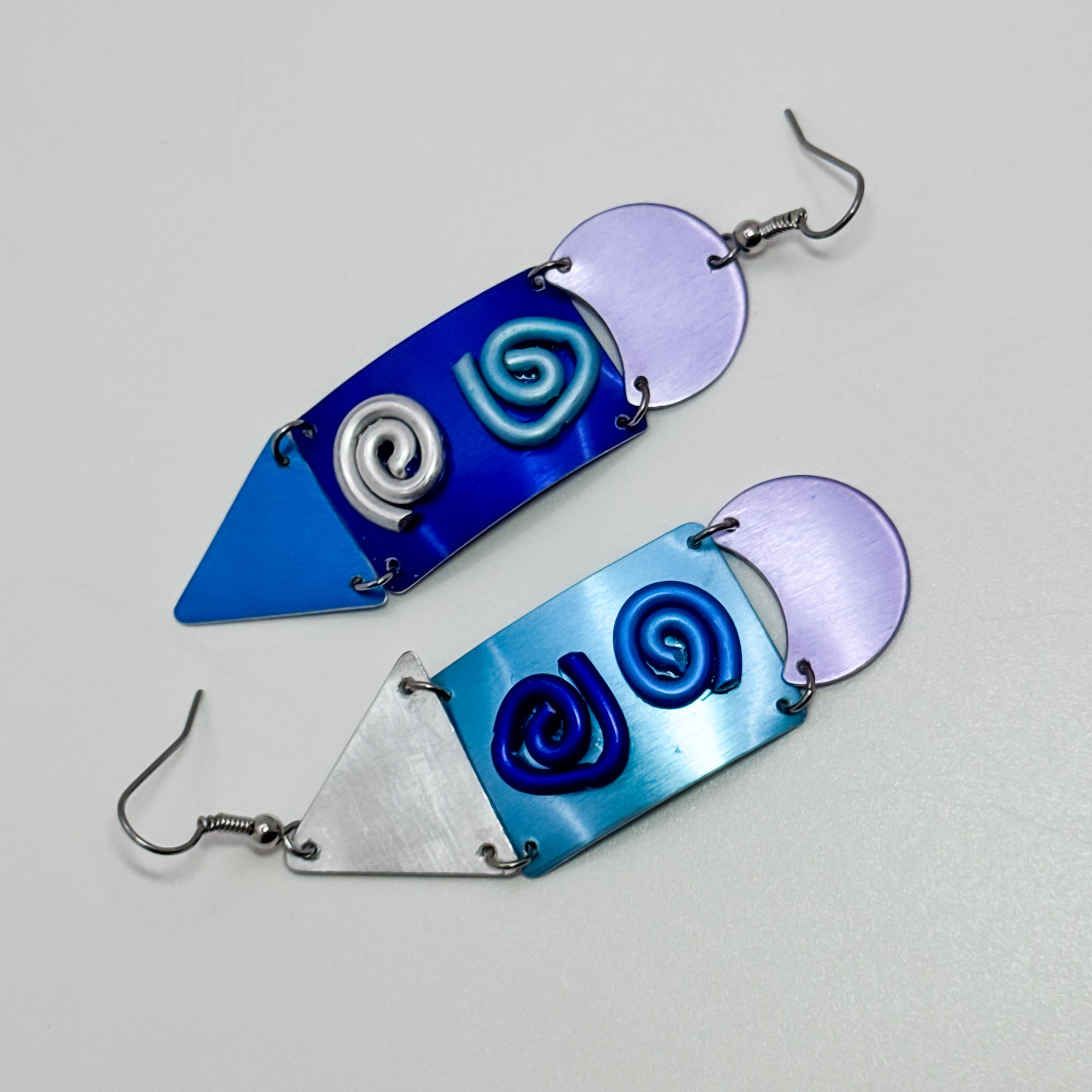 G02 C blues and lavender with squiggles earrings