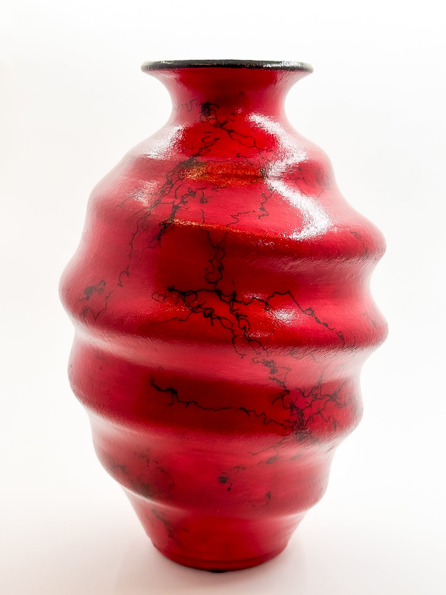 Red Raku Horse Vase