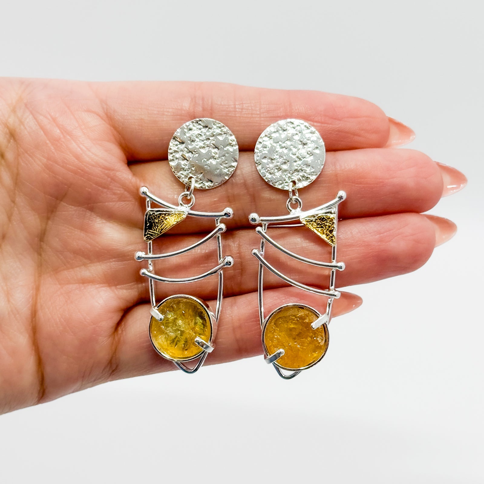 Waltz earrings with natural surface citrine