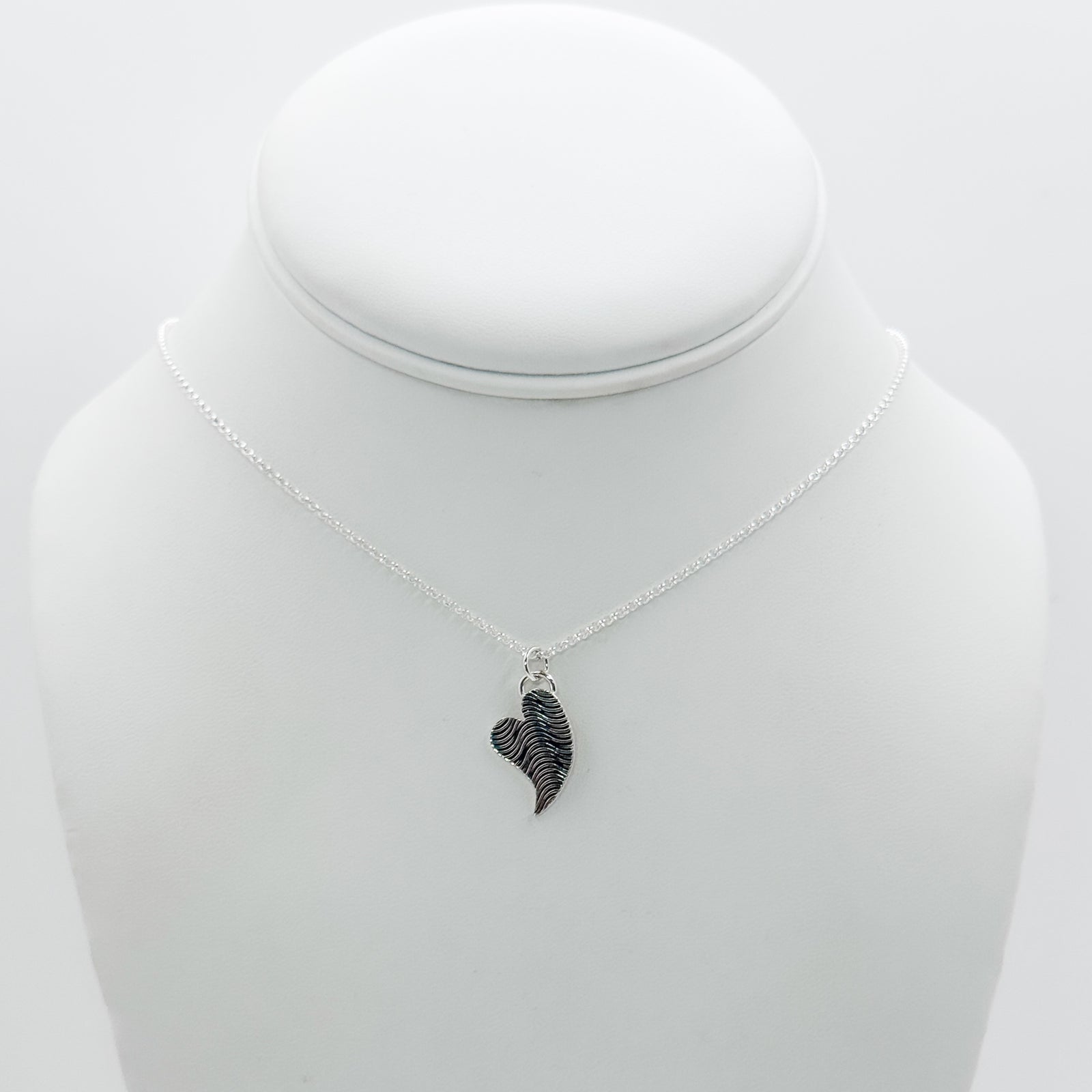 Tipped End Heart with wave pattern necklace