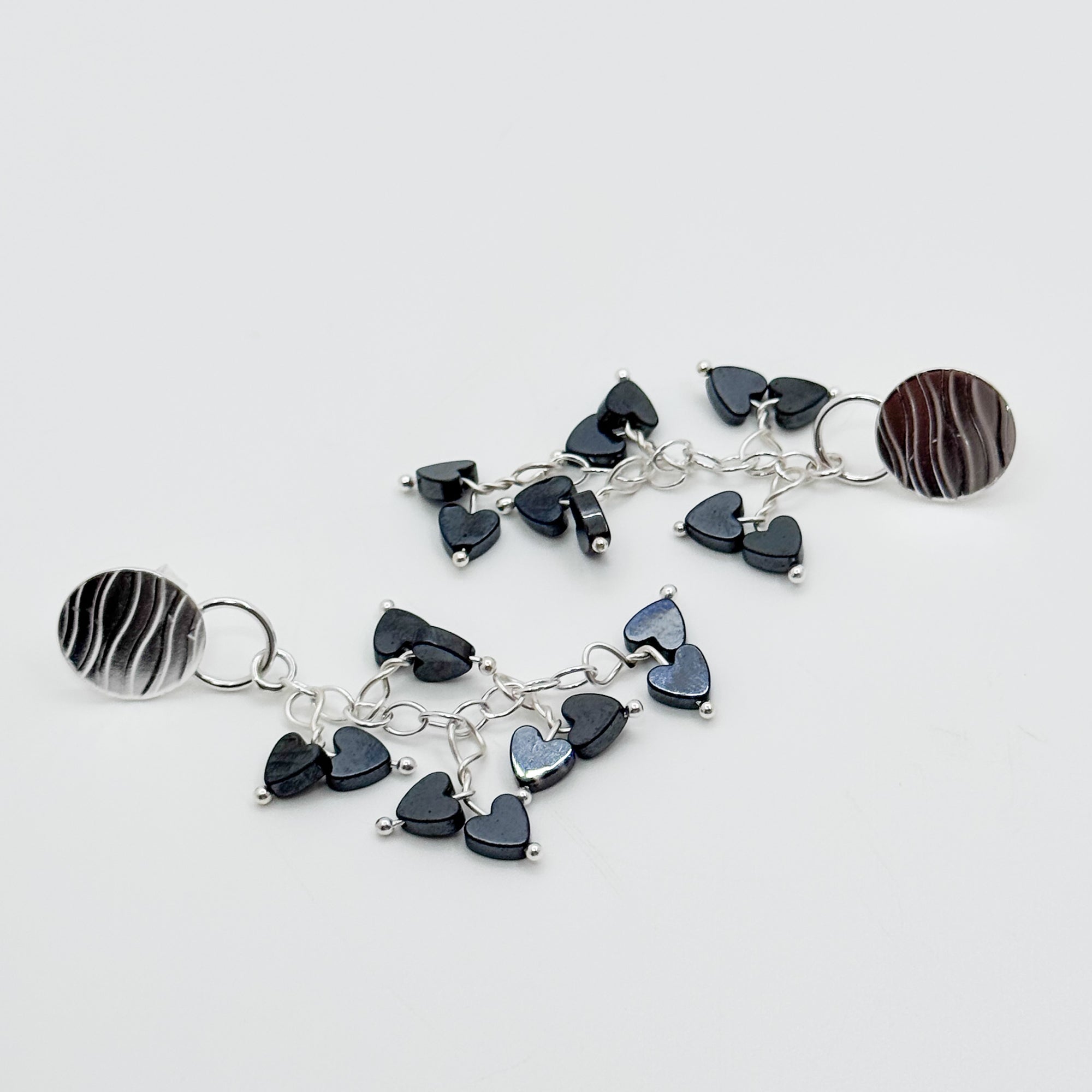 Katie Earrings with black hearts