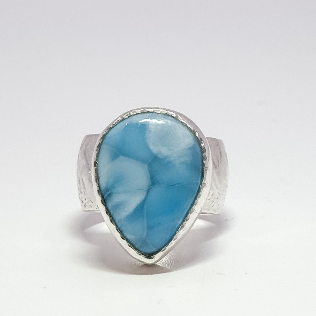 Teardrop Larimar ring