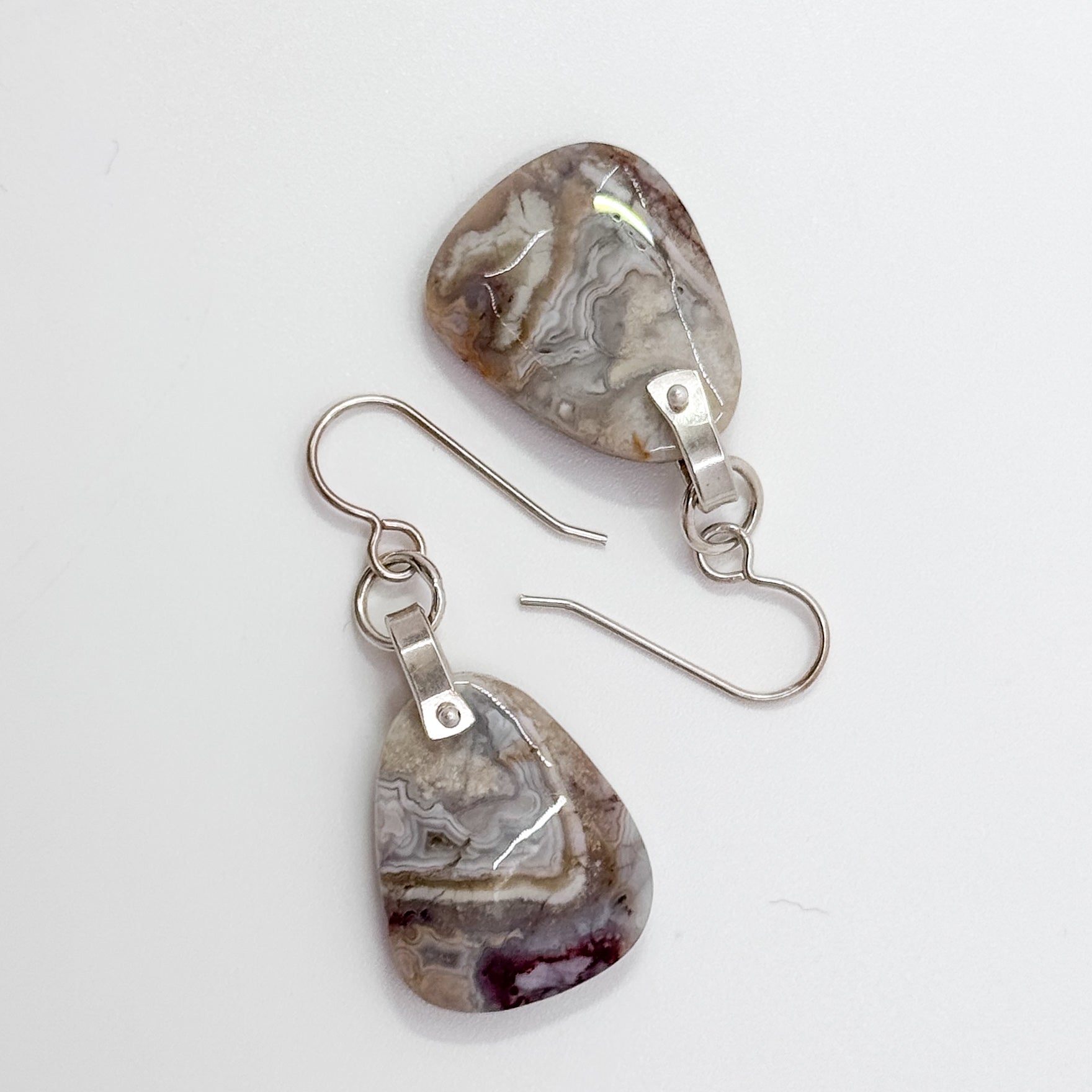 Tab top lace agate earrings