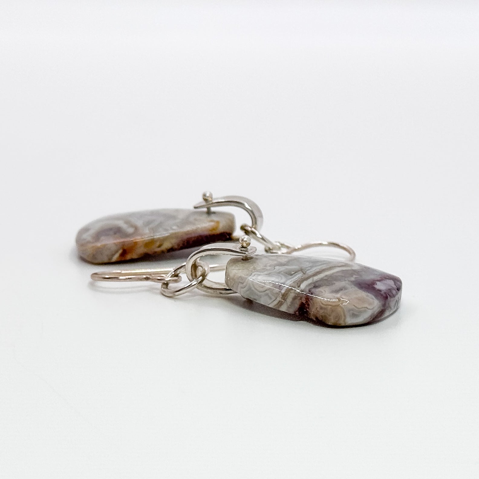 Tab top lace agate earrings
