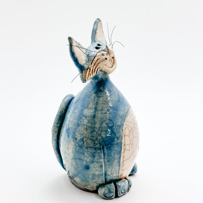 Mini Blue Naughty Cat Raku