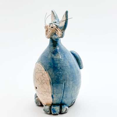 Mini Blue Naughty Cat Raku