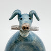 Blue Paper Dog Raku