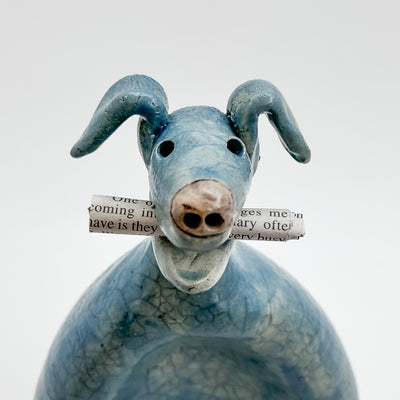 Blue Paper Dog Raku