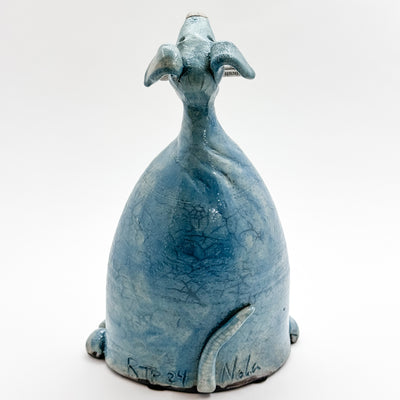 Blue Paper Dog Raku