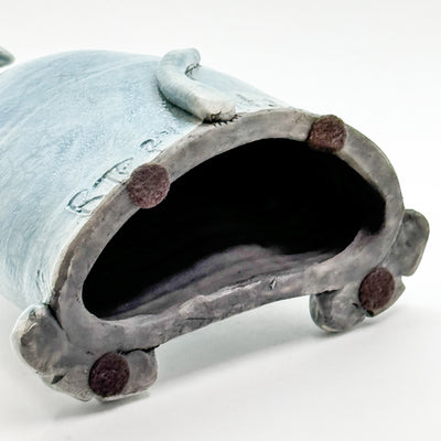 Blue Paper Dog Raku
