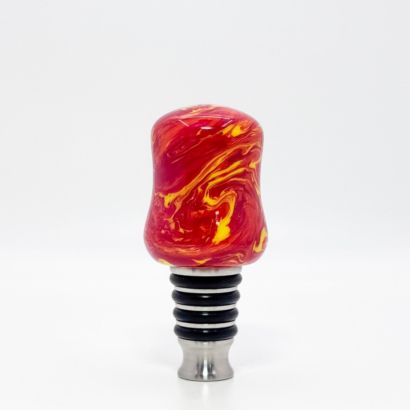 Red and Orange Acrylic and Stainless steel bottle stopper