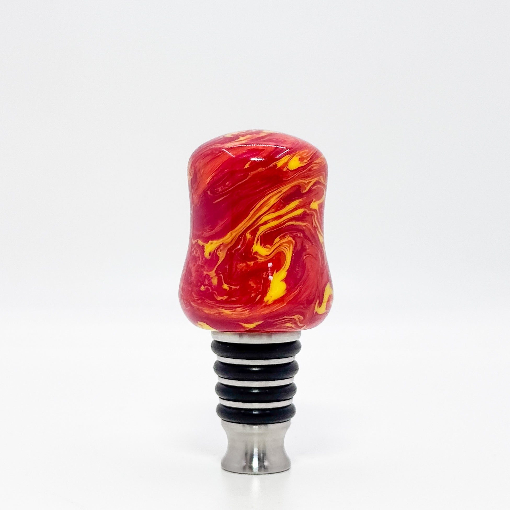Red and Orange Acrylic and Stainless steel bottle stopper