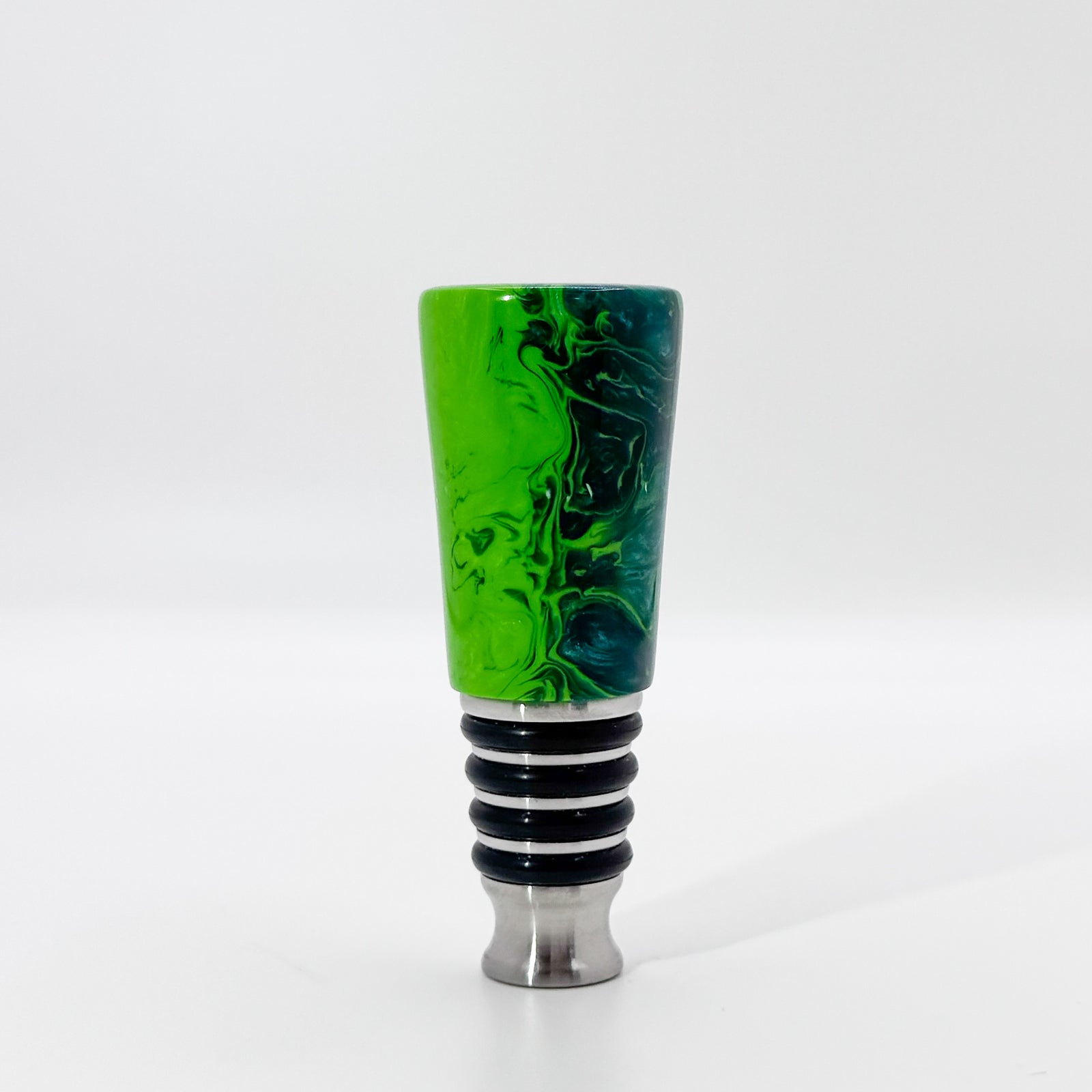 Green Acrylic and Stainless steel bottle stopper