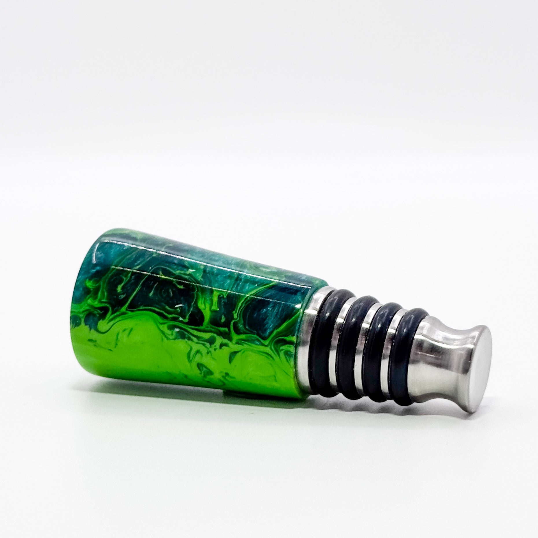 Green Acrylic and Stainless steel bottle stopper