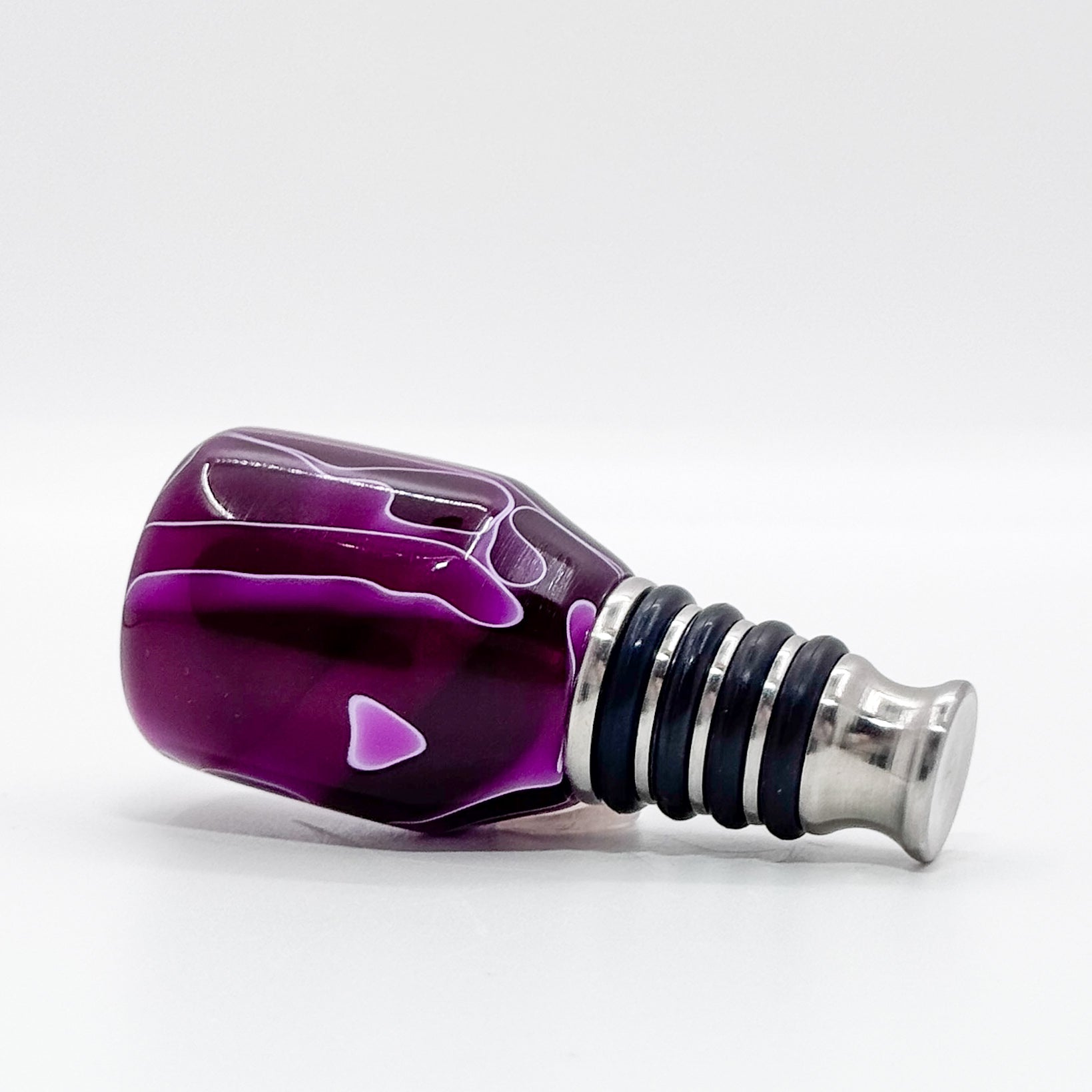 Magenta Acrylic and Stainless steel bottle stopper