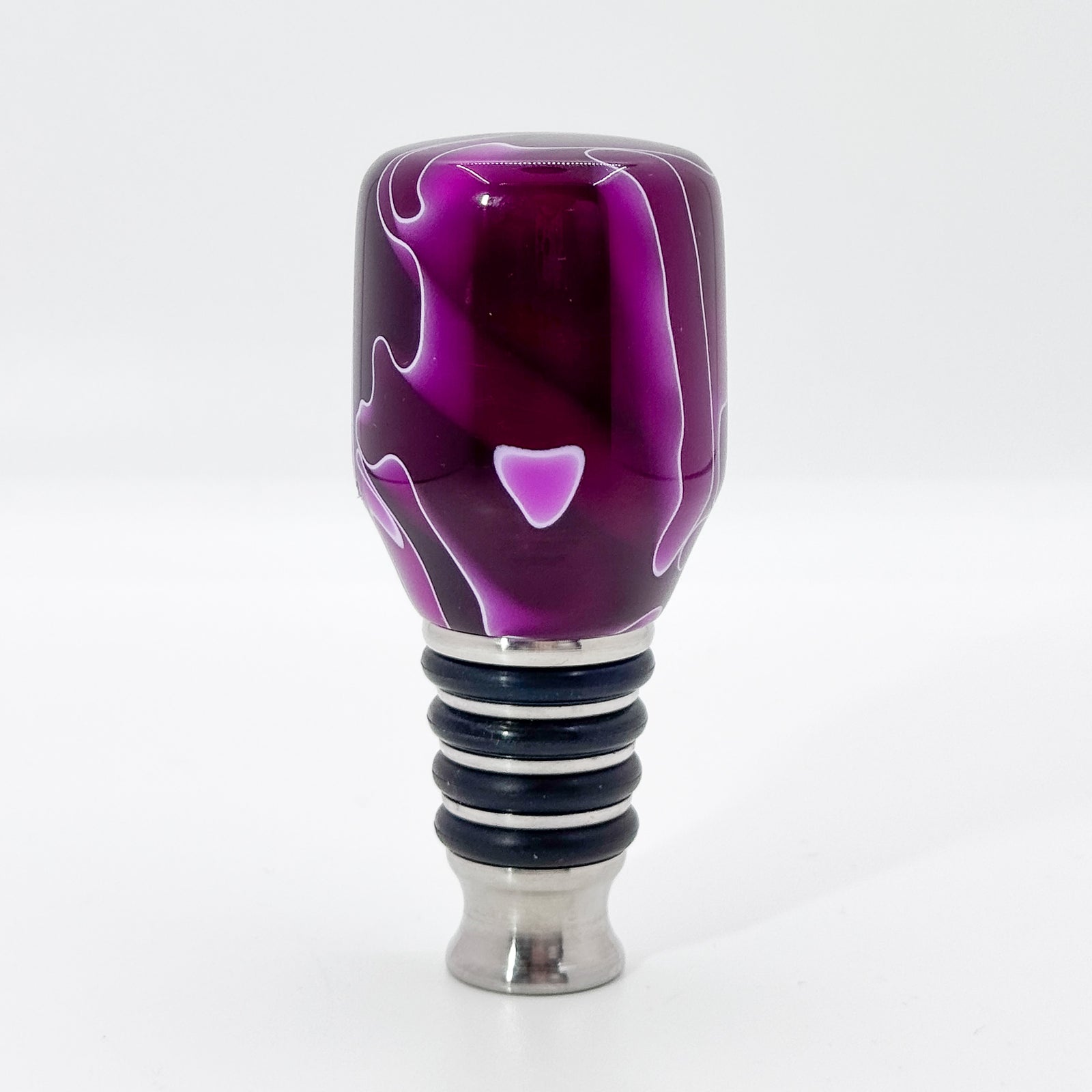 Magenta Acrylic and Stainless steel bottle stopper