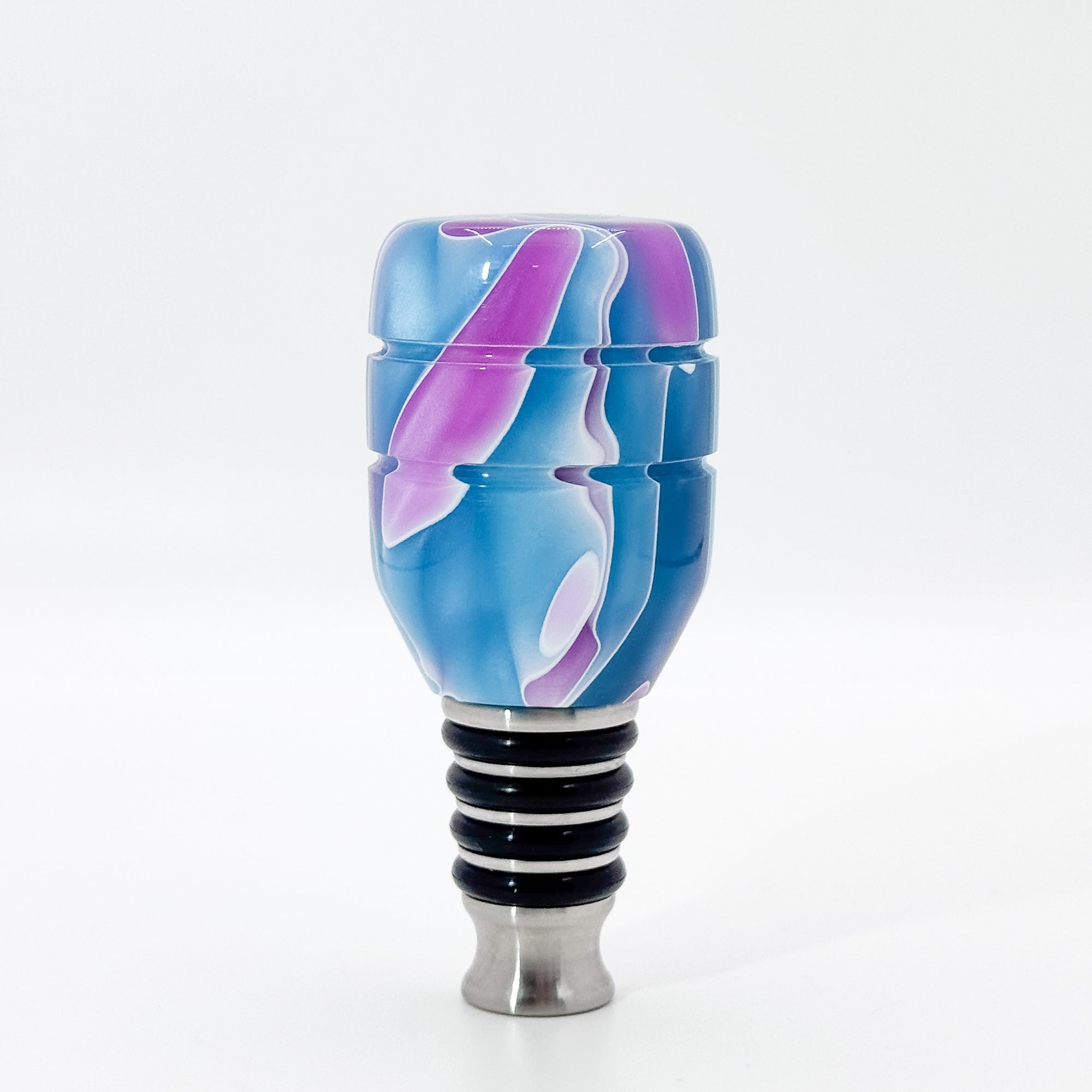 Blue and Pink Acrylic and Stainless steel bottle stopper