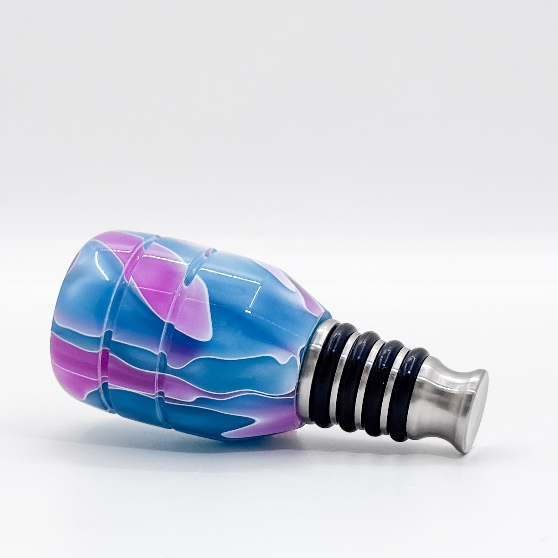 Blue and Pink Acrylic and Stainless steel bottle stopper