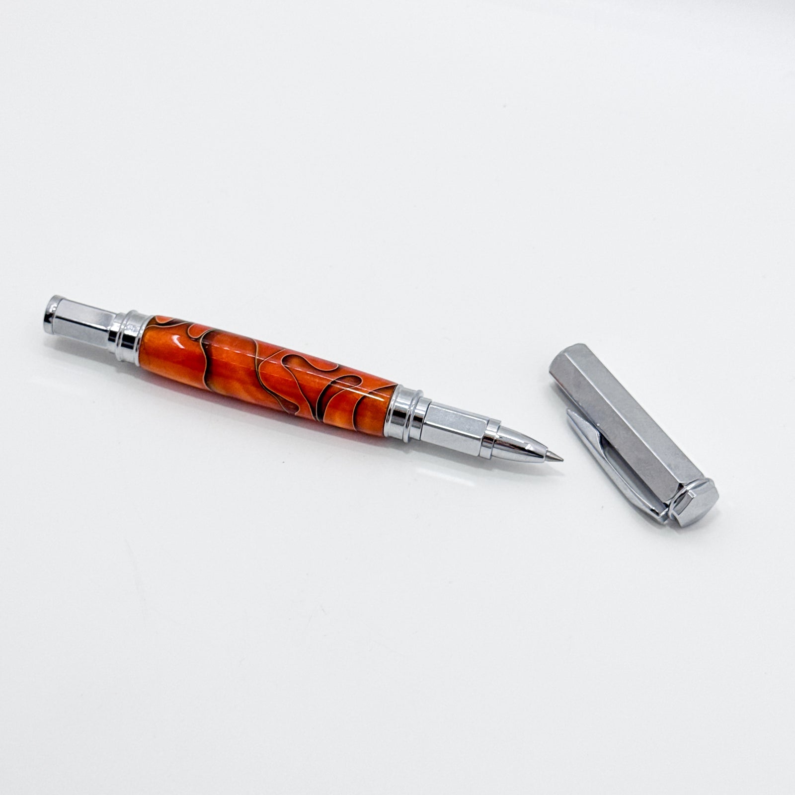 Orange and black magnetic acrylic pen