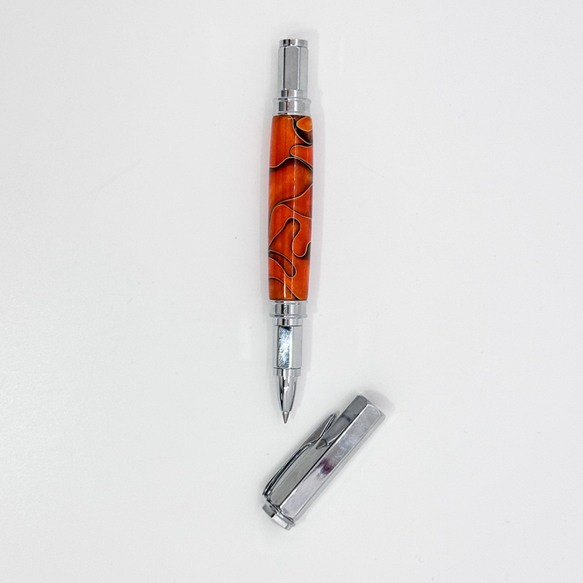 Orange and black magnetic acrylic pen