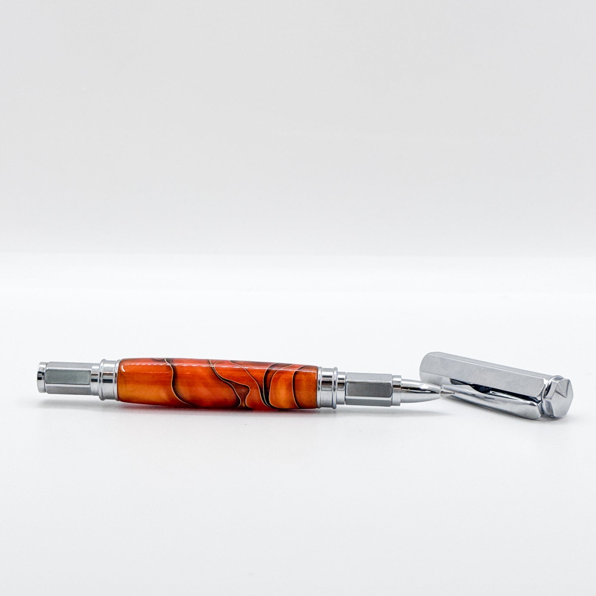 Orange and black magnetic acrylic pen