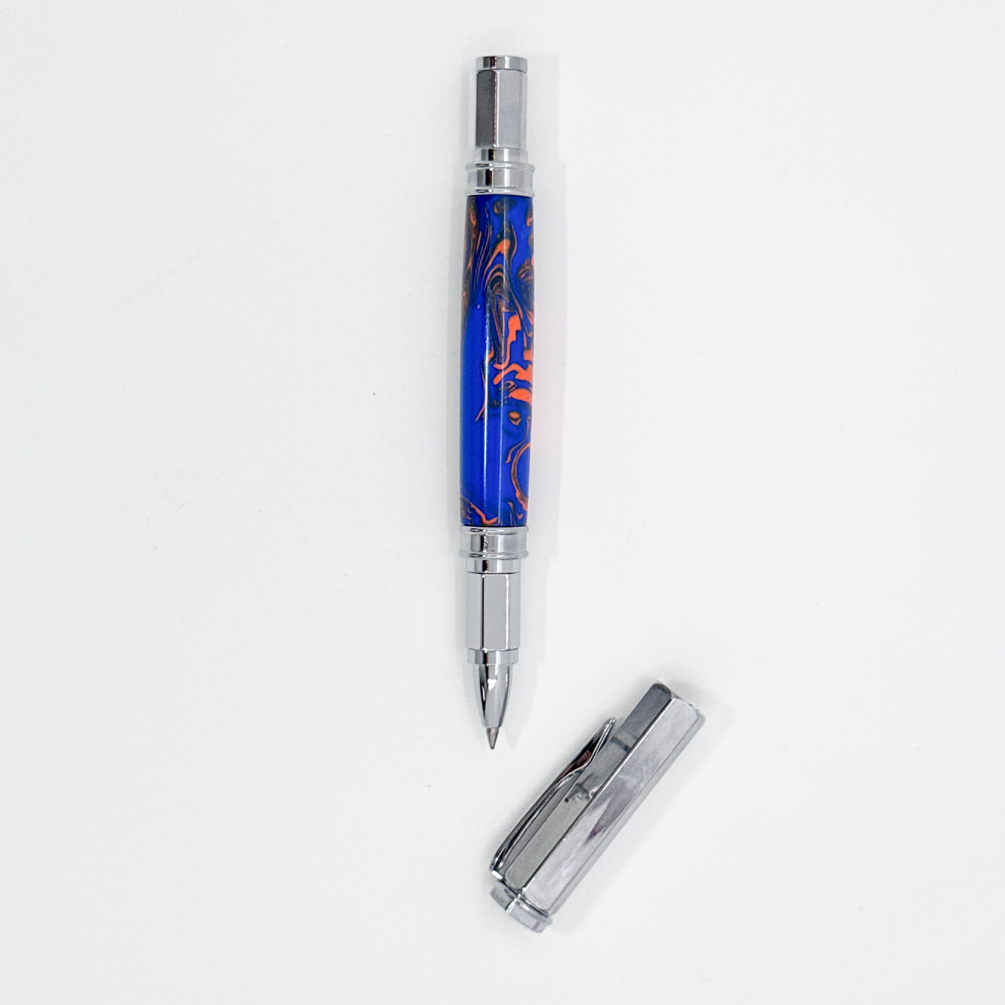 Orange and blue magnetic acrylic pen