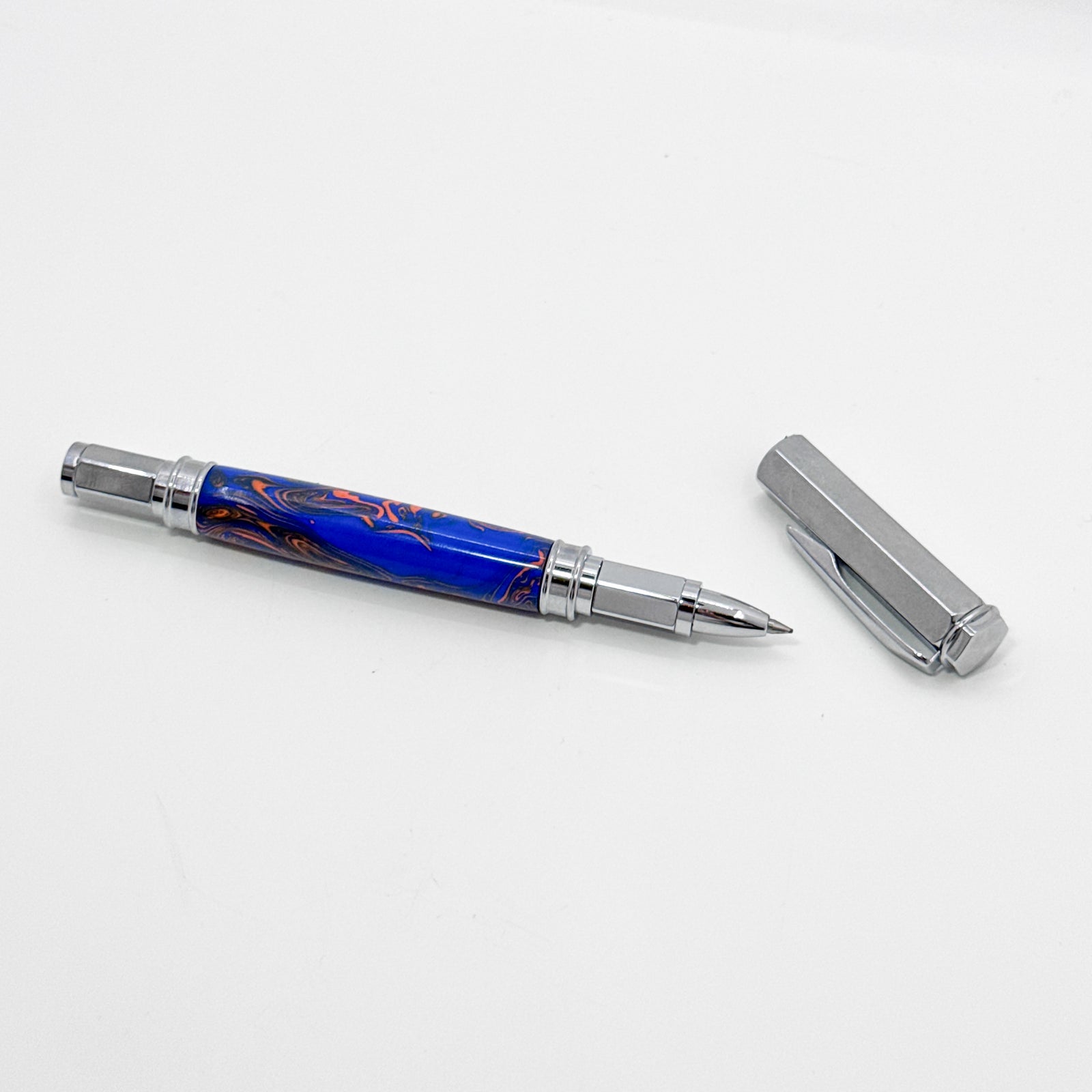 Orange and blue magnetic acrylic pen