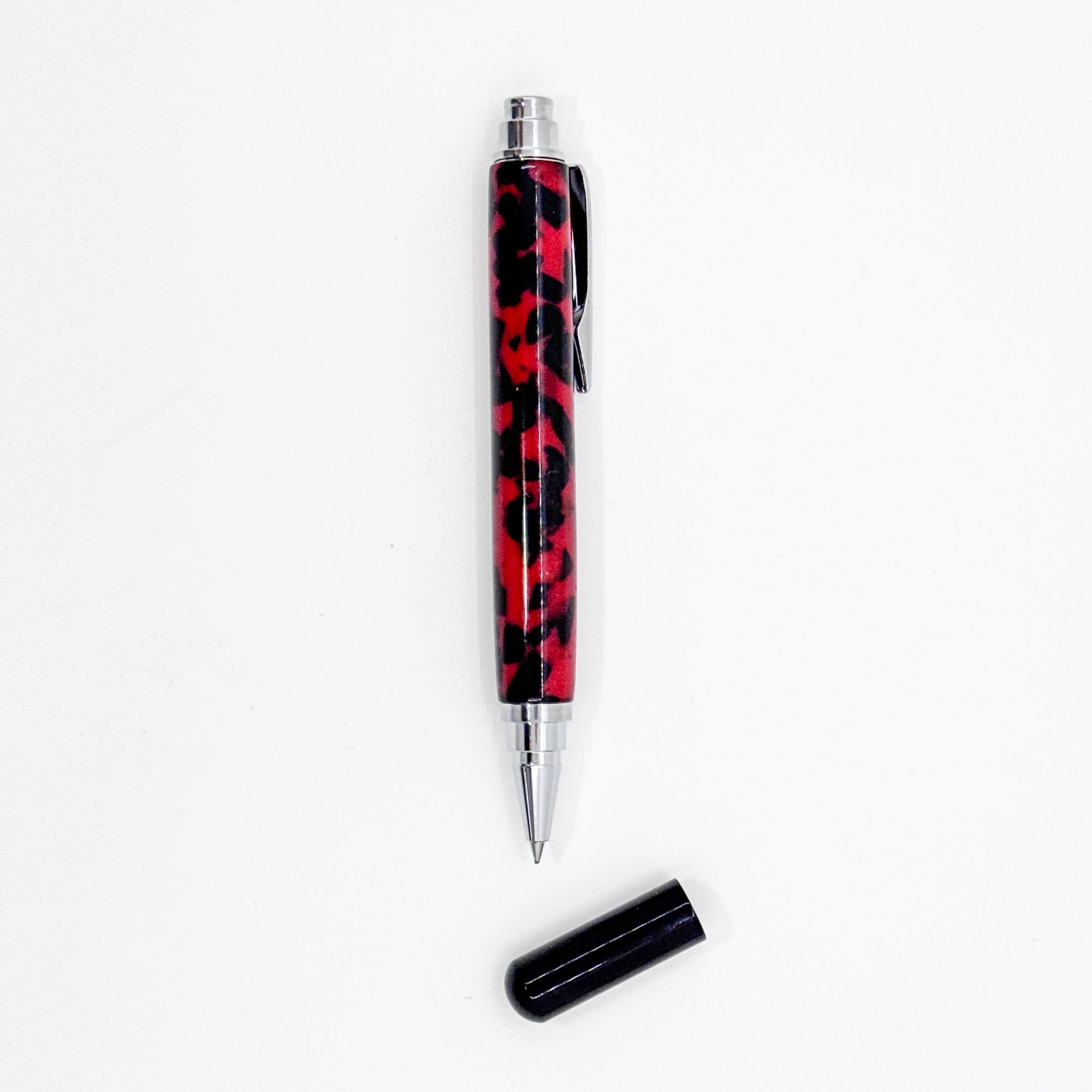 Red and black rollerball pen