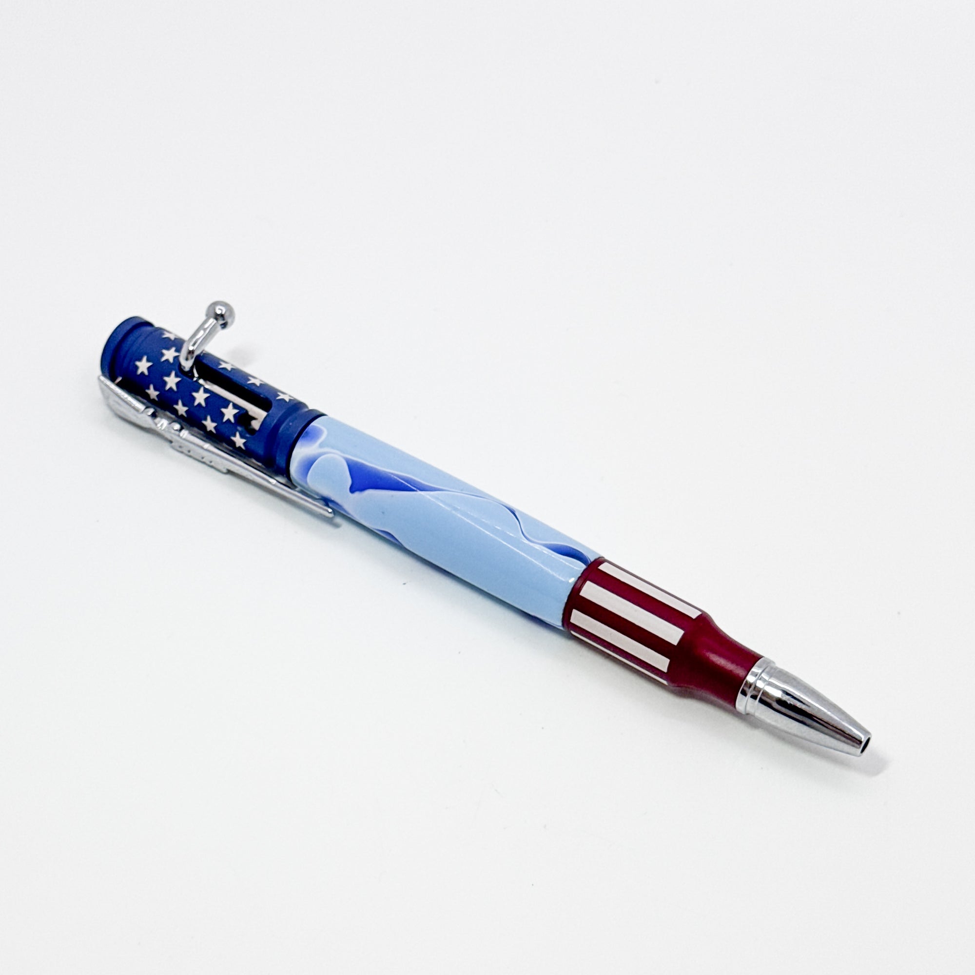red, white and blue stars & stripes  Rifle acrylic pen
