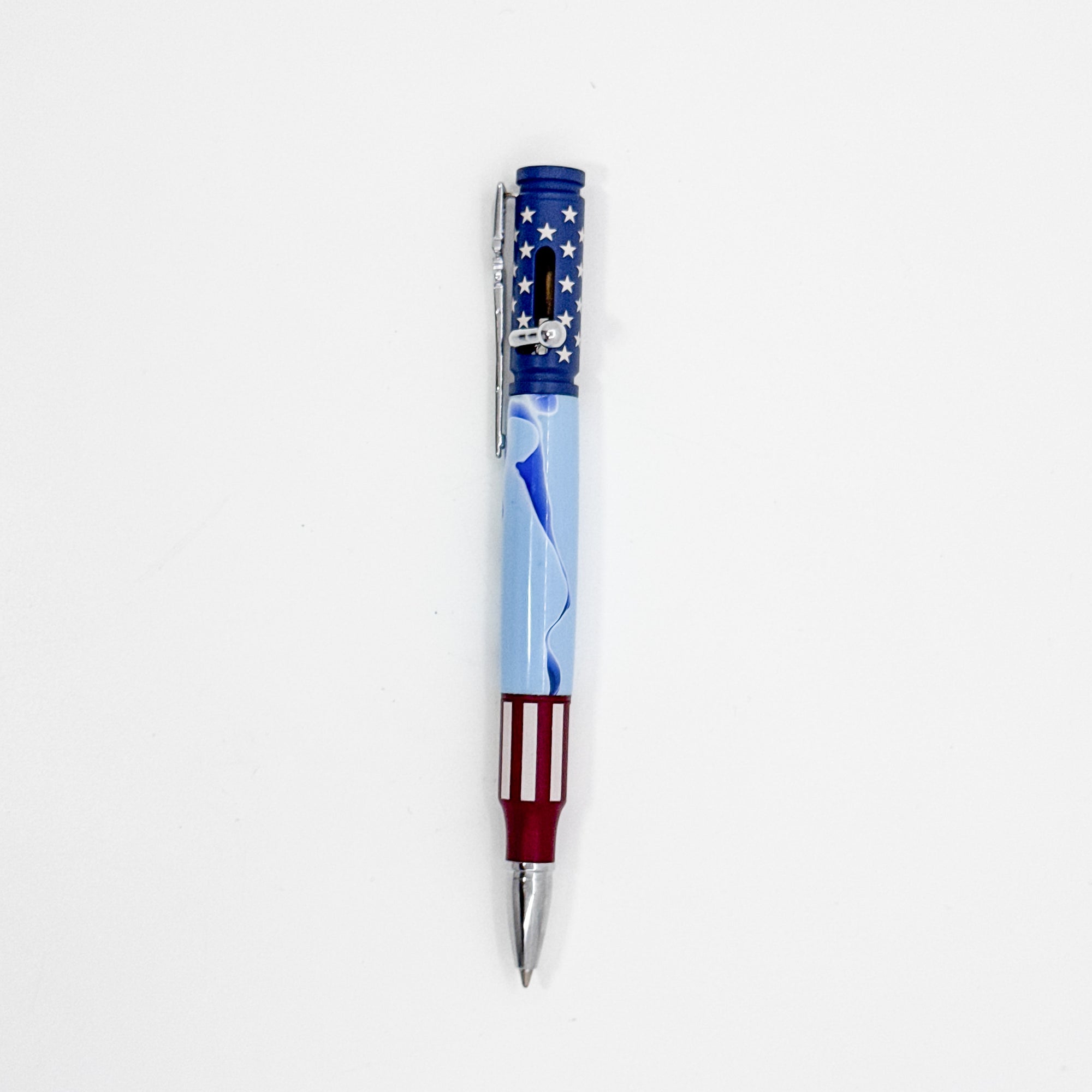 red, white and blue stars & stripes  Rifle acrylic pen