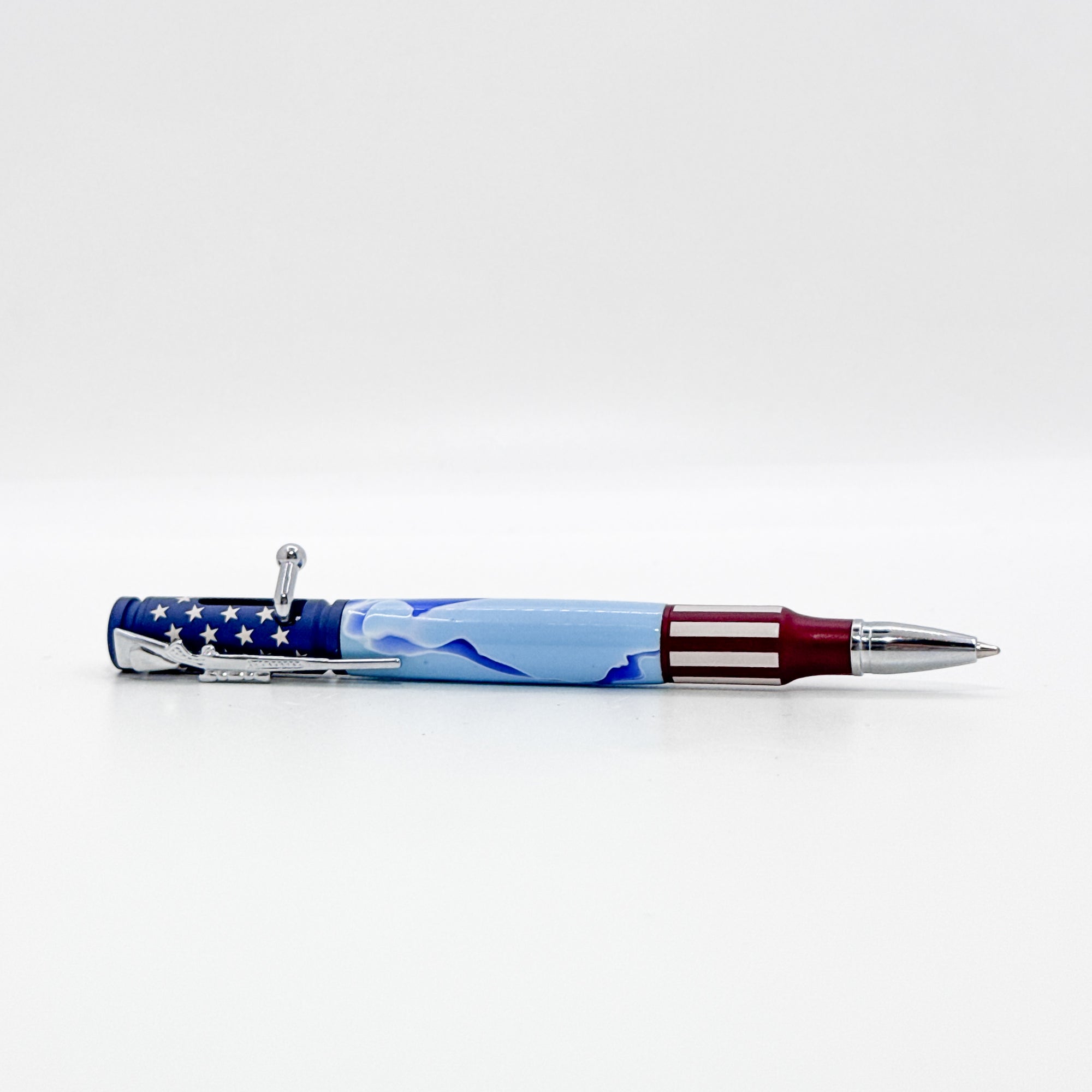 red, white and blue stars & stripes  Rifle acrylic pen