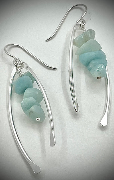 Wishbone Earrings with Gemstones