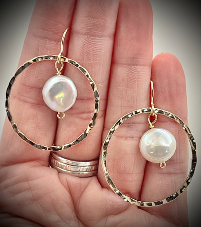 Ganymede Pearl in Hoop Earrings