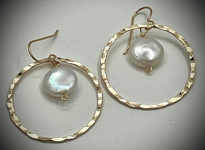 Ganymede Pearl in Hoop Earrings