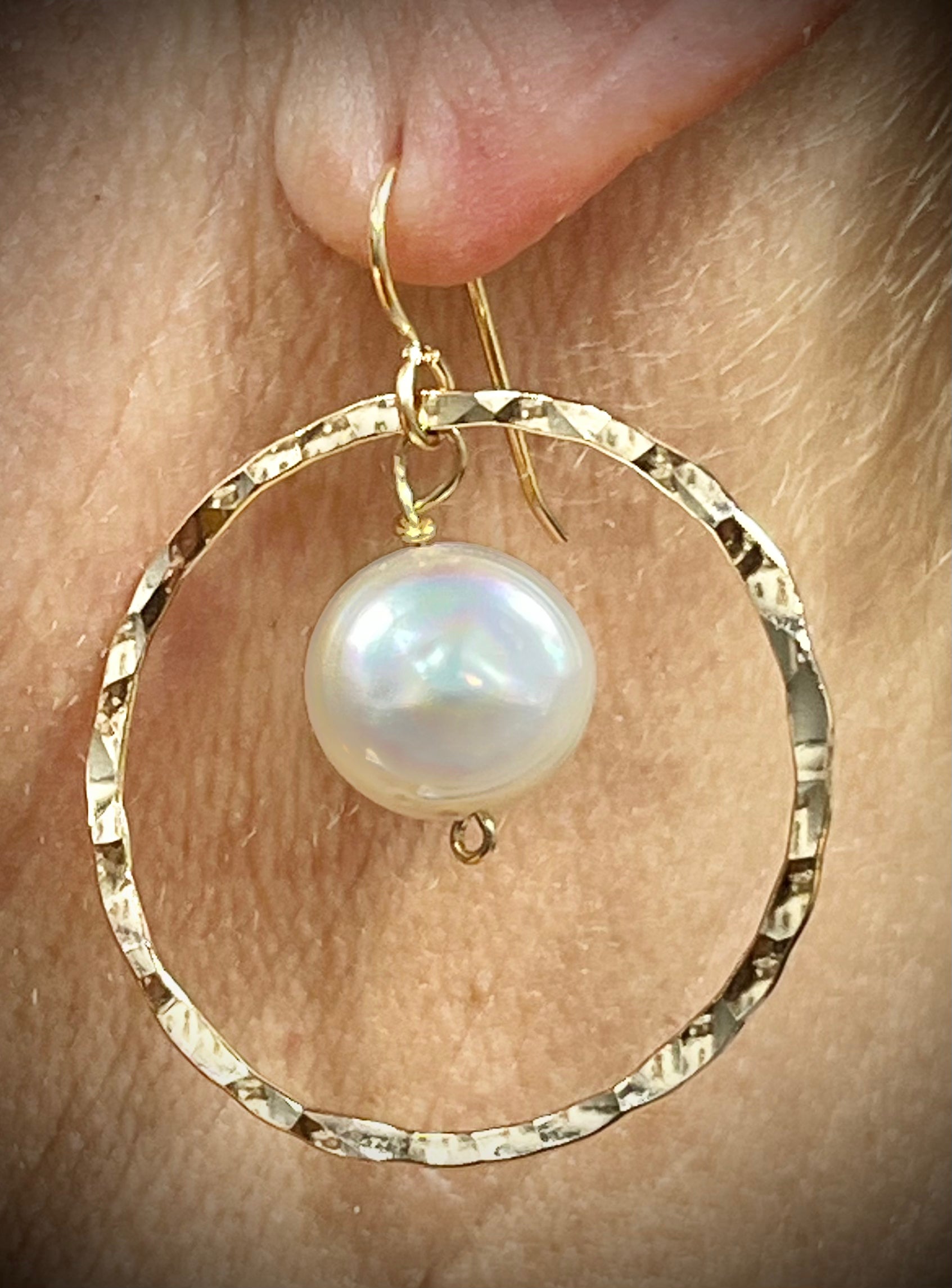 Ganymede Pearl in Hoop Earrings