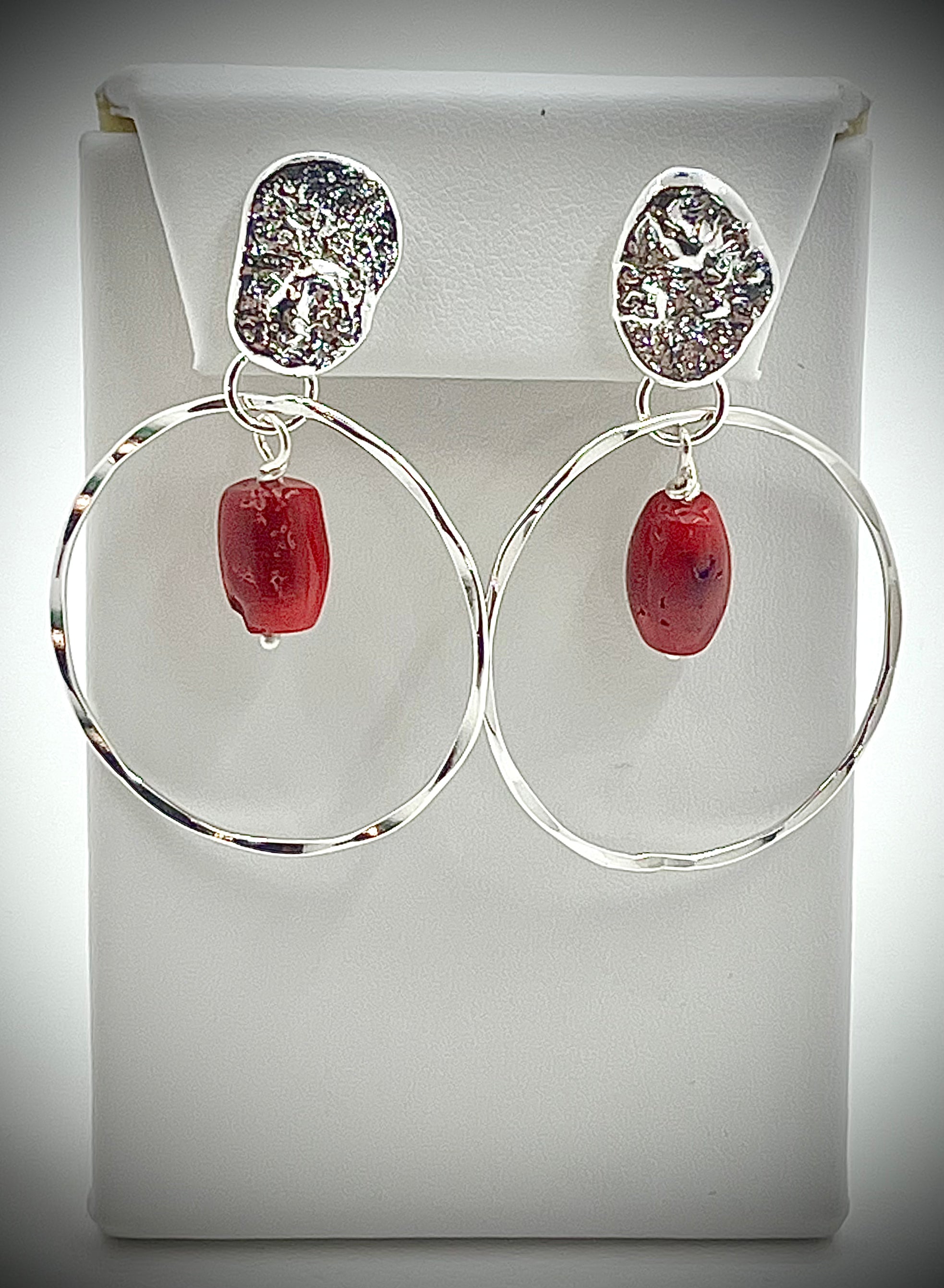 Smash Top Hoop Earrings with Beads