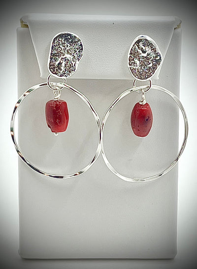 Smash Top Hoop Earrings with Beads