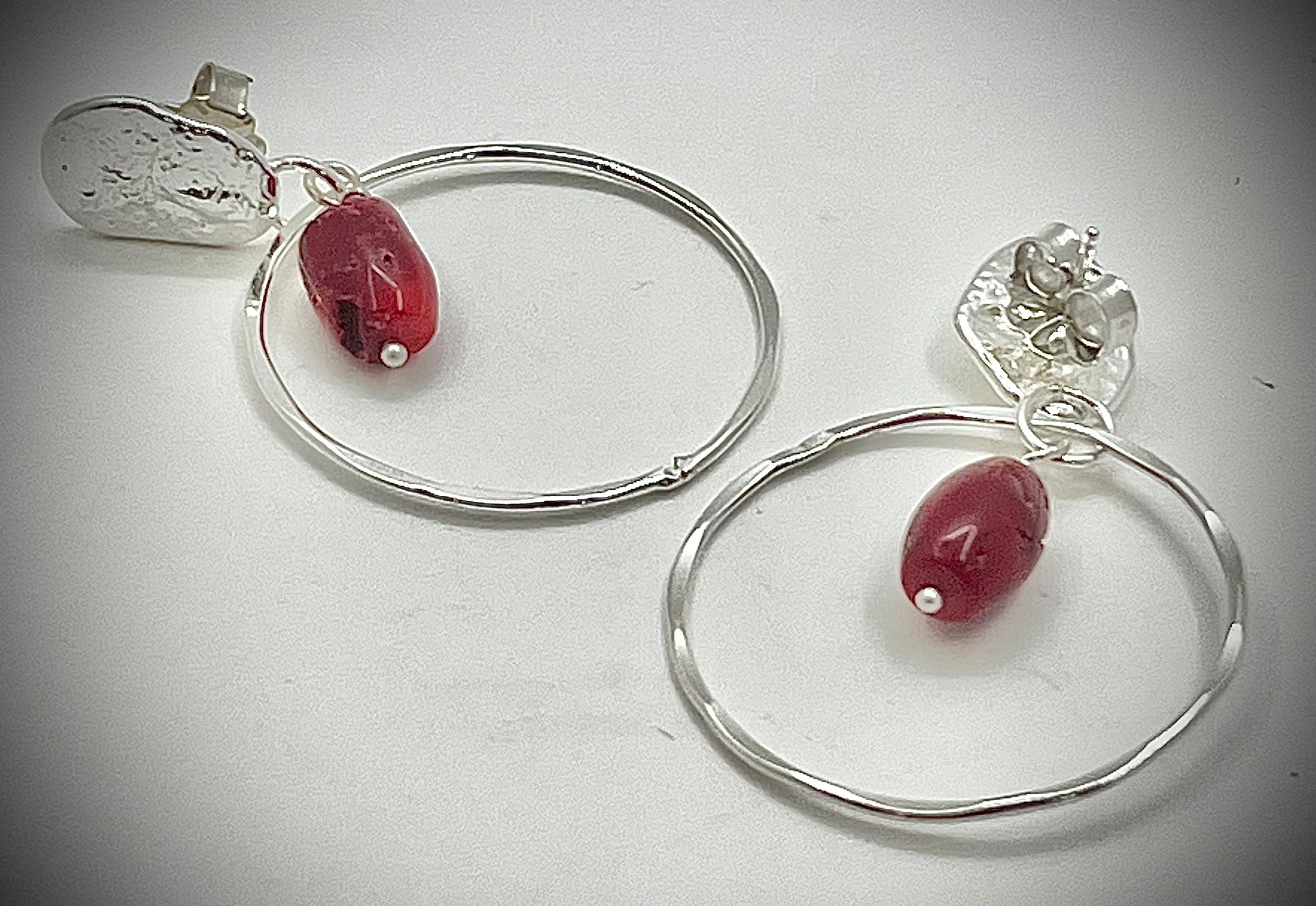 Smash Top Hoop Earrings with Beads