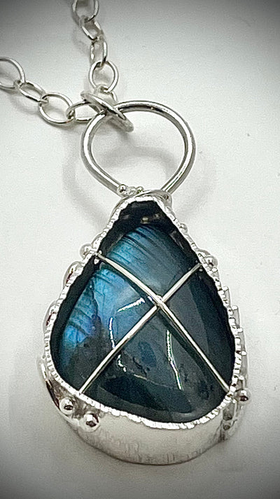 Cross Caged Labradorite Necklace