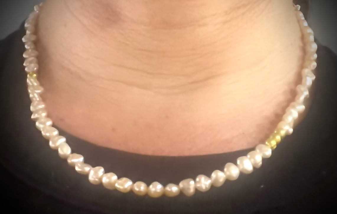 Pink Pearl with Green Pearl Necklace