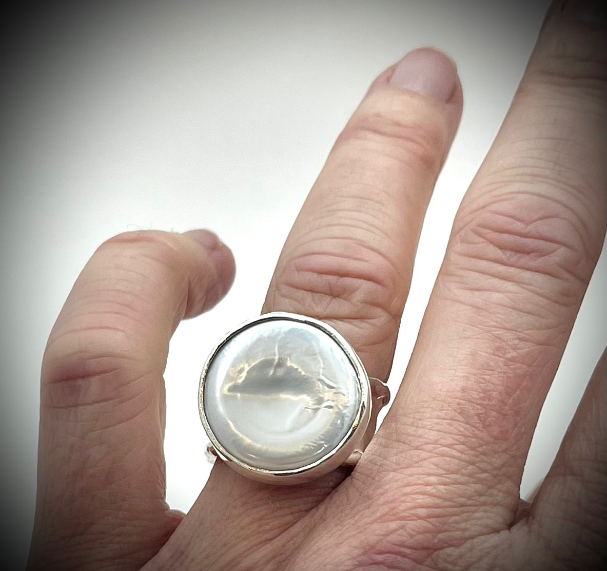 Deckled Mabe Pearl Ring