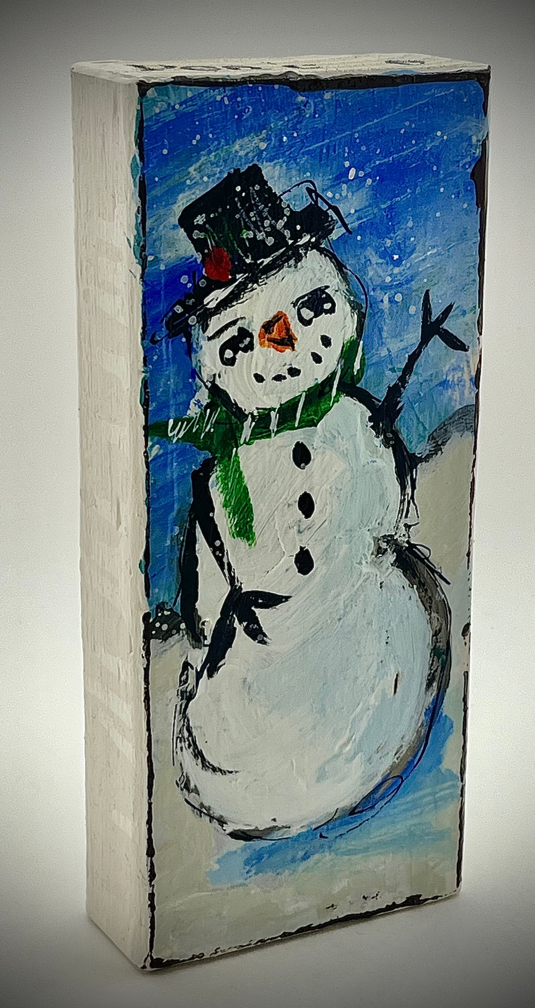 Snowman Painted Wood