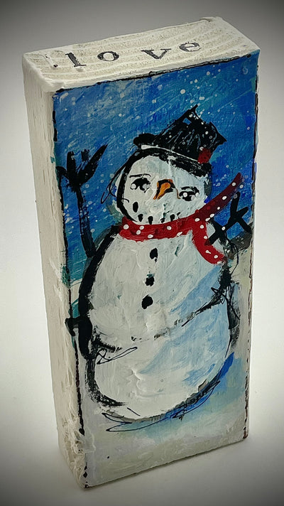 Snowman Painted Wood