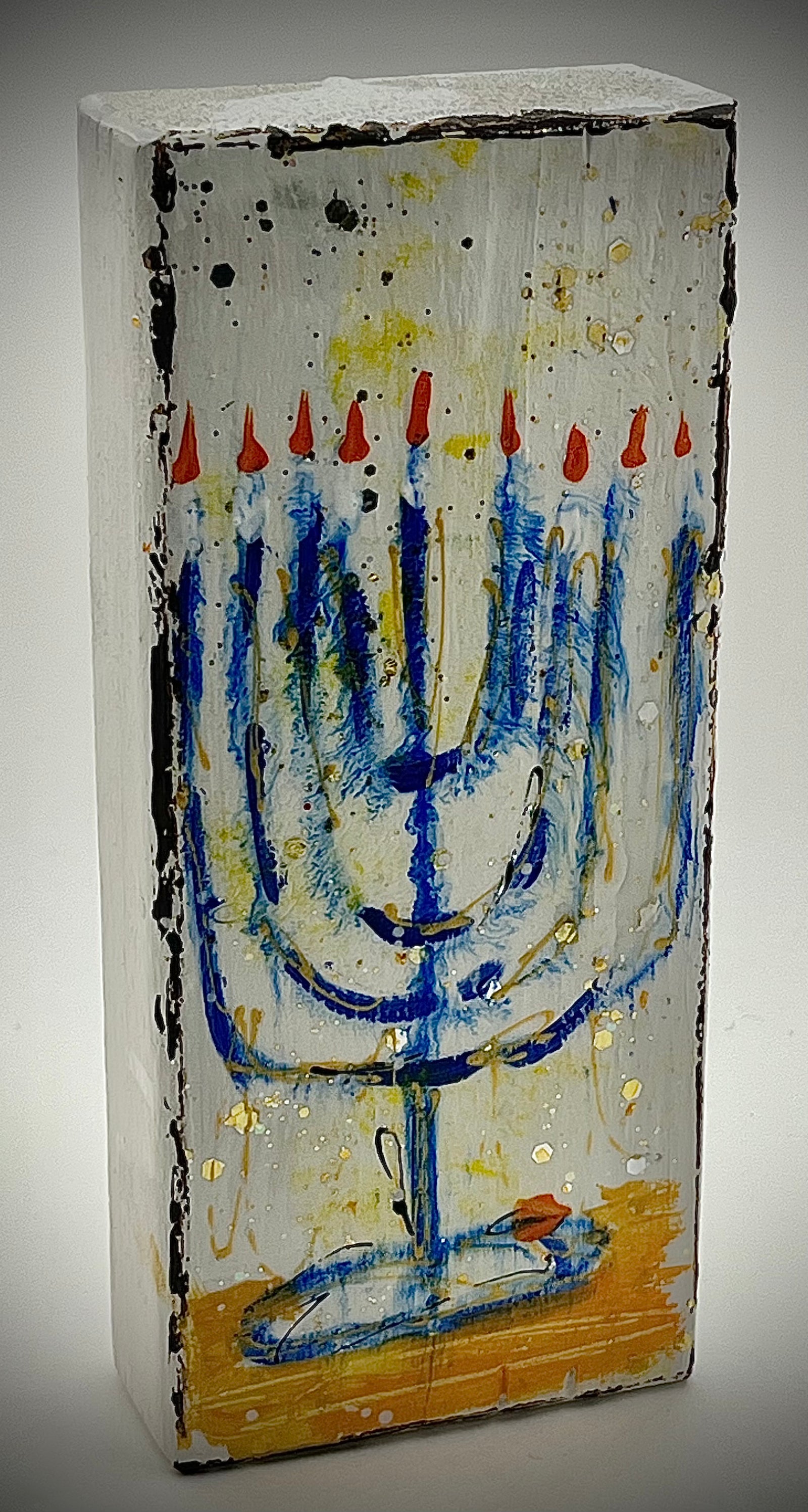 Menorah Painted Wood