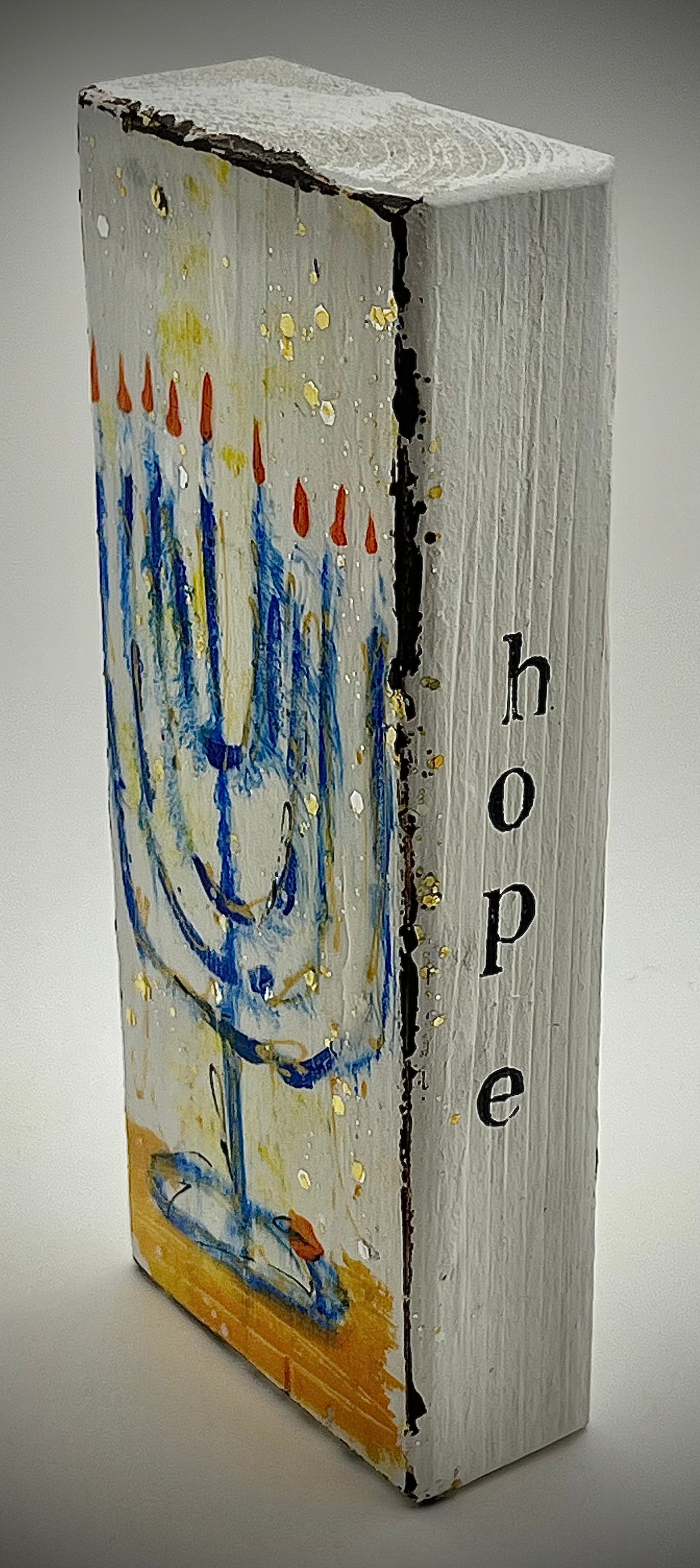 Menorah Painted Wood