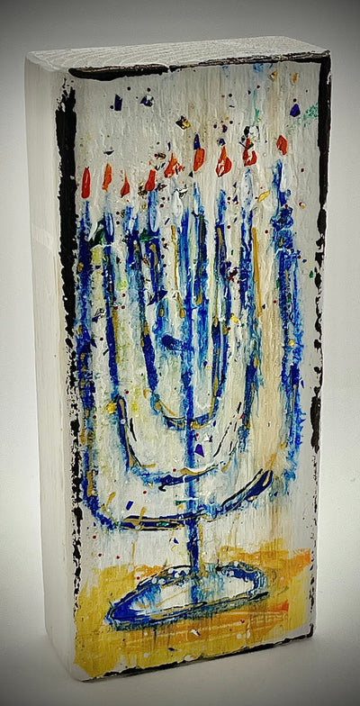 Menorah Painted Wood