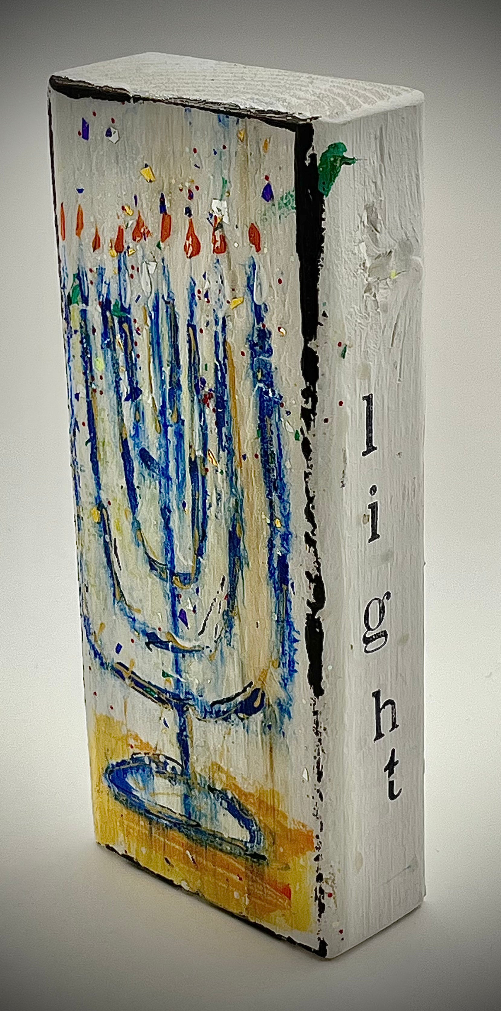 Menorah Painted Wood