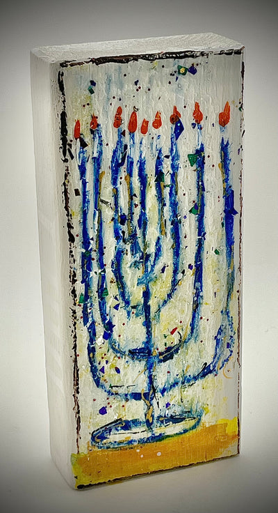 Menorah Painted Wood